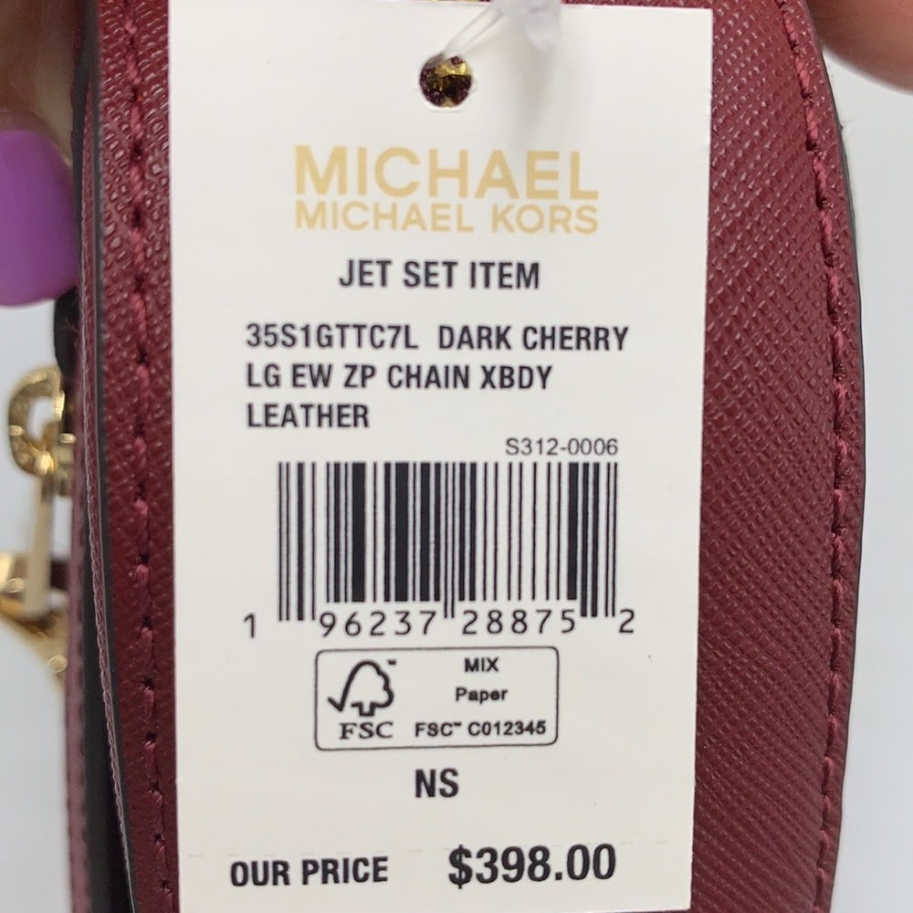 MICHAEL KORS LARGE EW CROSSBODY DARK CHERRY 🍒 & SM TOP ZIP COINPOUCH MULBERRY - Picture 16 of 16